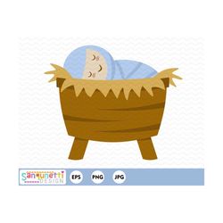 baby jesus christmas manger clipart, religous christan graphic