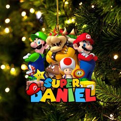 personalized super mario ornament, super mario christmas ornament, gamer gift