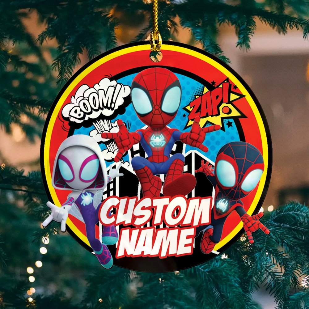 Spiderman Ghost Spider Gwen Stacy Christmas Ornament, Custom Baby First Christmas Gift, Personalized Spidey and His Amazing Friends Ornament - 2.jpg