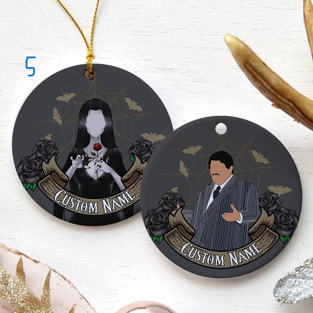 Wednesday Addams Christmas , Wednesday Addams Christmas Decor, Personalized Floral Halloween Wednesday Movie Characters Christmas Ornament - 3.jpg