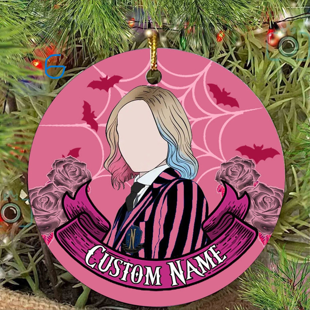 Wednesday Addams Christmas , Wednesday Addams Christmas Decor, Personalized Floral Halloween Wednesday Movie Characters Christmas Ornament - 6.jpg