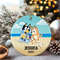 Blue Dog Family Round Ceramic Christmas Ornament, Custom Christmas Family Bluey Ornament, Gift for Family Christmas, Christmas Decorations - 1.jpg