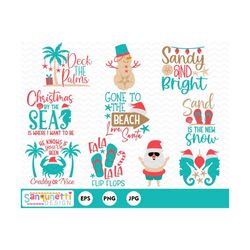 tropical christmas clipart, coastal christmas digital art, christmas in july, instant download