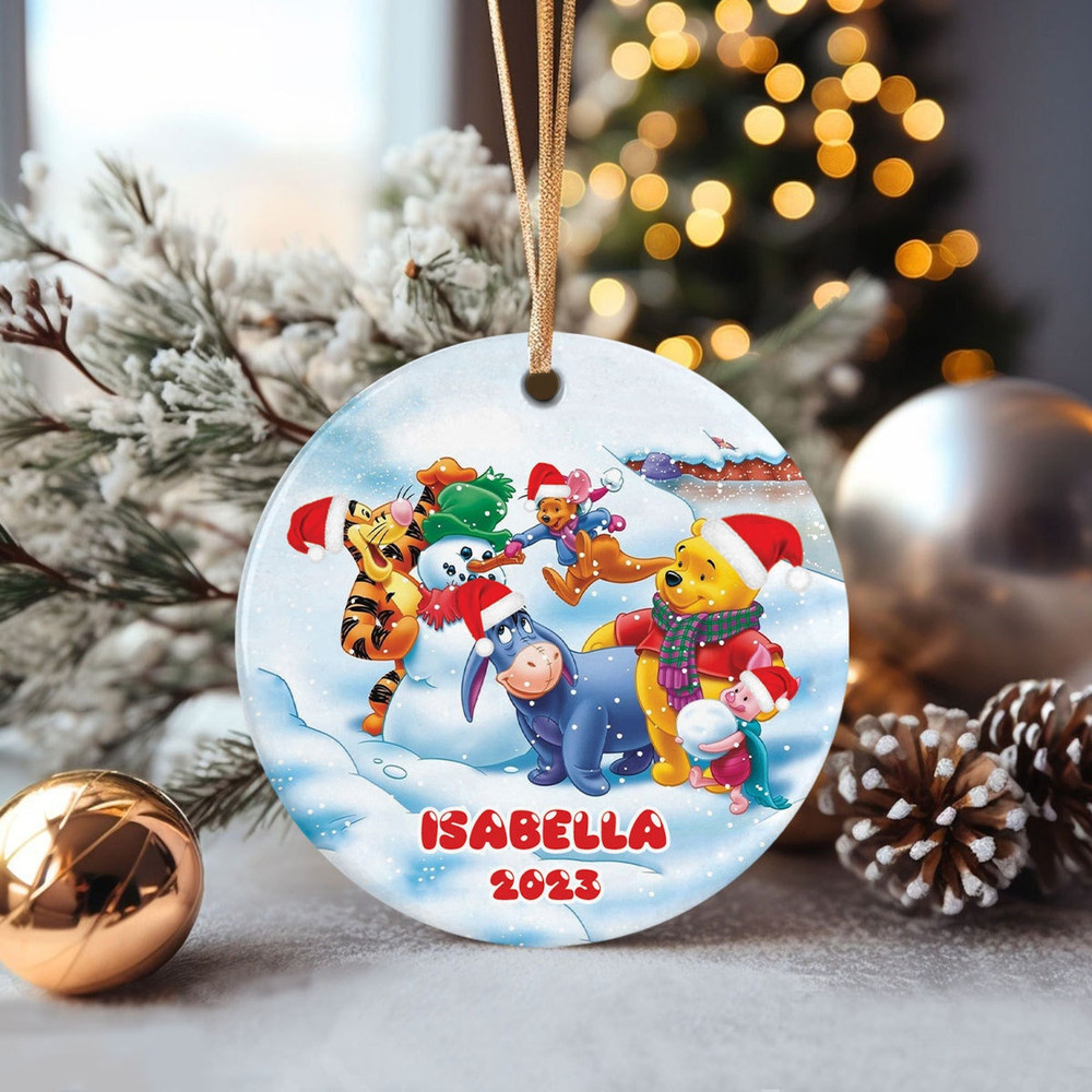 Eeyore Disney Christmas Ceramic Ornament, Personalized Pooh Christmas Ornament, Personalized Pooh 2023 Ornament - 2.jpg