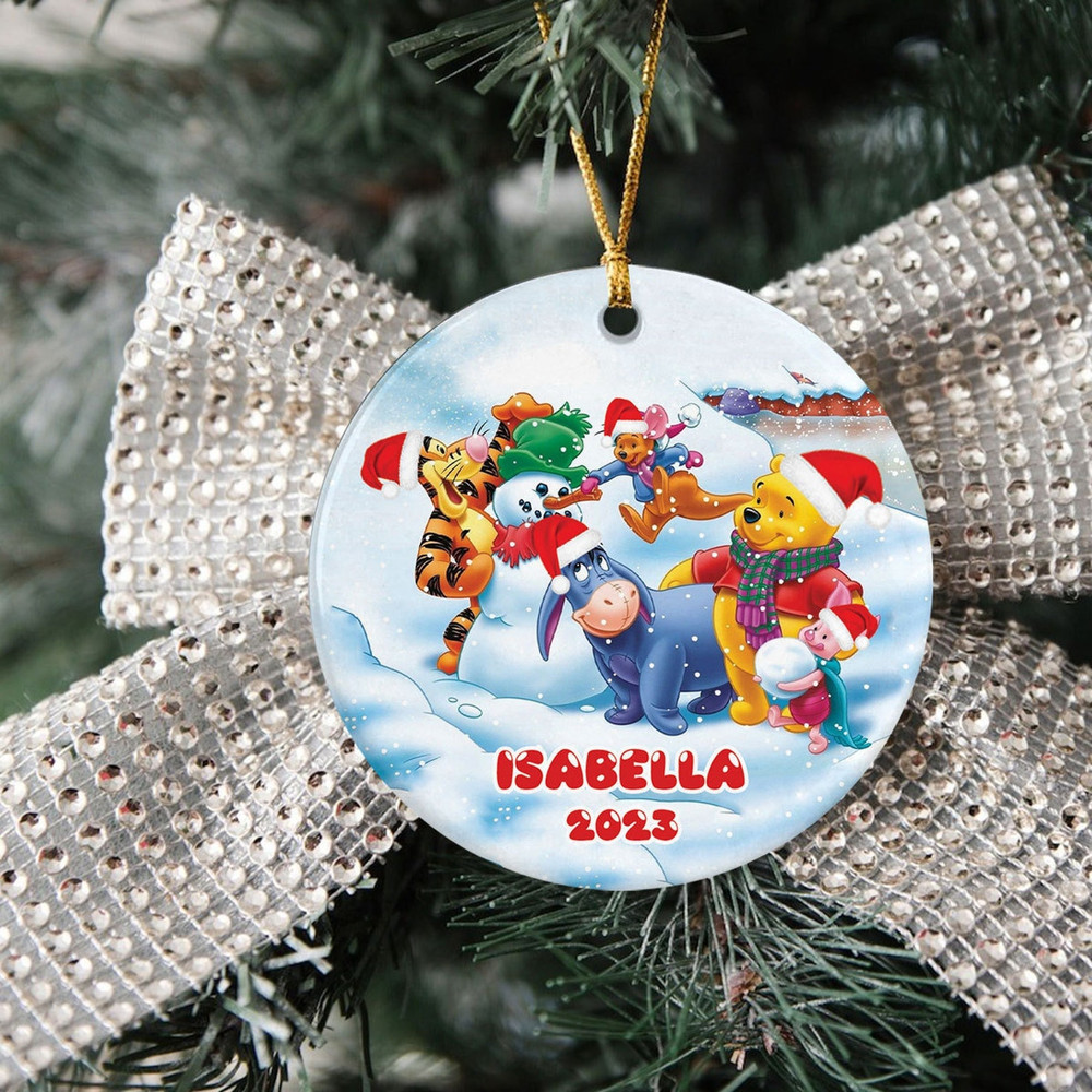 Eeyore Disney Christmas Ceramic Ornament, Personalized Pooh Christmas Ornament, Personalized Pooh 2023 Ornament - 3.jpg