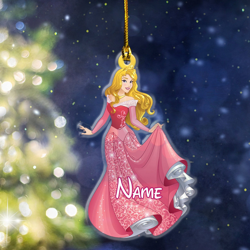 Personalized Disney Princess Ornament, Disney Xmas Ornament, Cinderella Aurora Frozen Ariel Ornament - 1.jpg