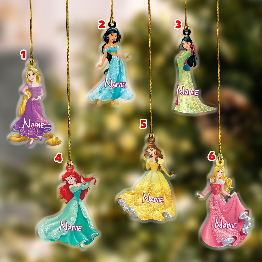Personalized Disney Princess Ornament, Disney Xmas Ornament, Cinderella Aurora Frozen Ariel Ornament - 3.jpg