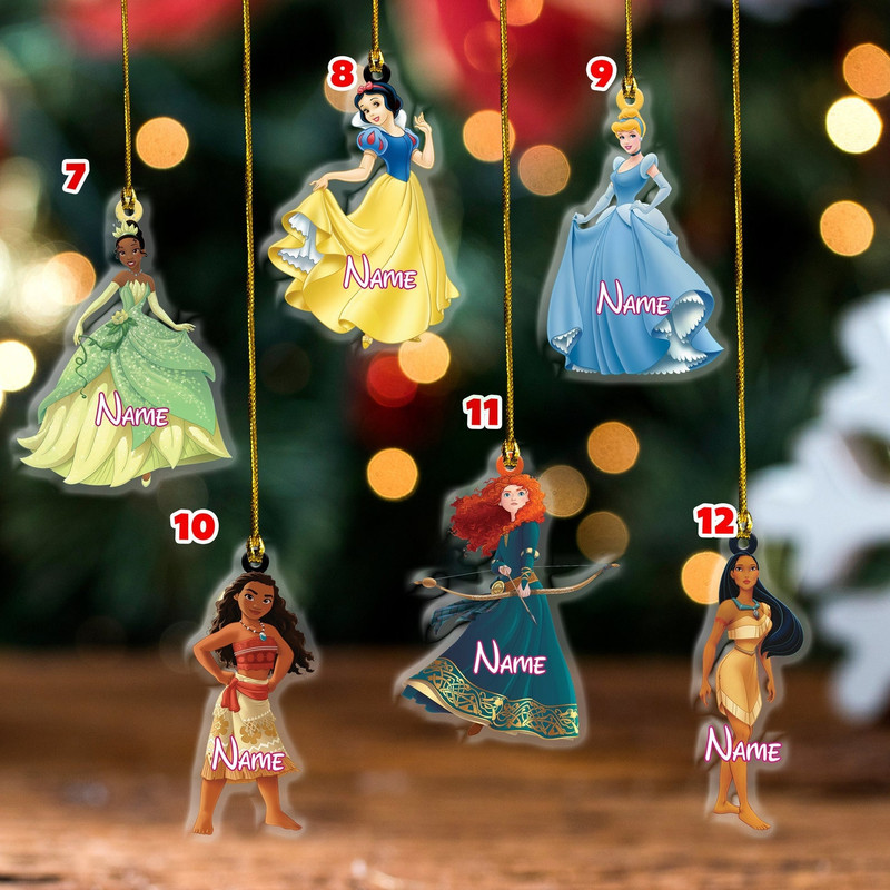 Personalized Disney Princess Ornament, Disney Xmas Ornament, Cinderella Aurora Frozen Ariel Ornament - 4.jpg