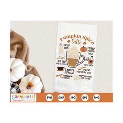 pumpkin spice latte recipe svg, pumpkin spice recipe, fall kitchen svg, fall cricut