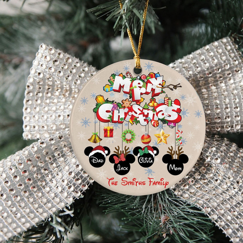 Personalized Mickey Family Ornament, Mickey Christmas Ornament, Disneyland Ornament, Disney Family Ornament, Xmas Disney Ceramic Ornament - 1.jpg