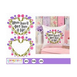 floral heart clipart, heart flowers illustration instant download