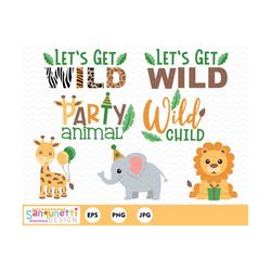 party animals clipart, birthday clip art digital art, instant download