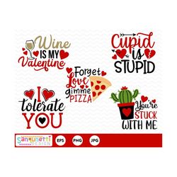 funny valentine clipart, love lettering digital art, vector art instant download