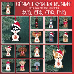 Dog breeds | Ornament for tree | Candy Holder bundle | Paper Craft Templates SVG | Sucker holder Bundle