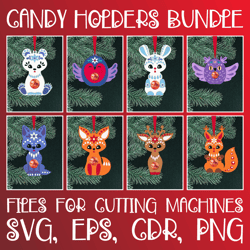 Animals in Ethnic Style | Christmas ornament | Candy Holder bundle | Paper Craft Templates SVG | Sucker holder Bundle