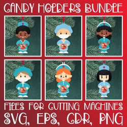 Nurse | Christmas ornament | Candy Holder bundle | Paper Craft Templates SVG | Sucker holder Bundle