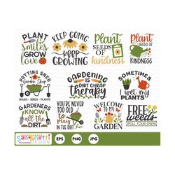 gardening clipart bundle, garden and plant quotes digital download