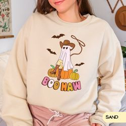 western halloween ghost shirt, boo haw western hoodie, retro fall shirt, spooky season ghost, ghost halloween sweatshirt