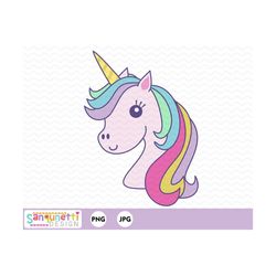 unicorn clipart, unicorn head digital art instant download