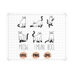 meow i mean boo svg,ute ghost cats svg, ghost cats png, boo svg, halloween svg, ghost cats designs for cricut, instant d