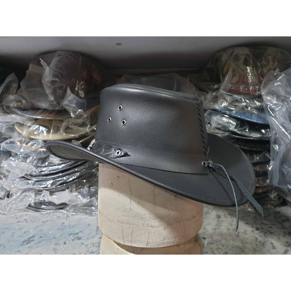Tri Skulls Band Black Leather Cowboy Hat (4).jpg