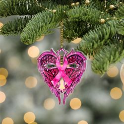 breast cancer ornament, survivor hope and faith acrylic ornament, breast cancer ribbon ornament
