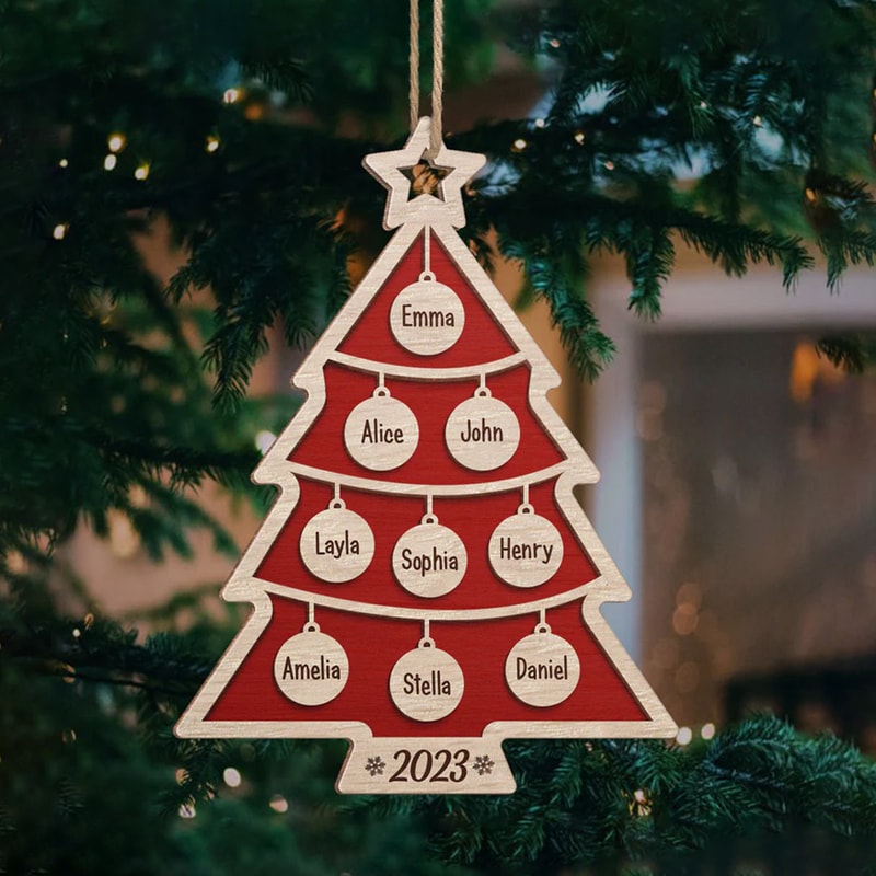 Christmas Tree Name - Family Name Tree Ornament, Family Name Christmas Tree Ornament, Custom Family Ornament, 2023 Christmas Ornament - 3.jpg