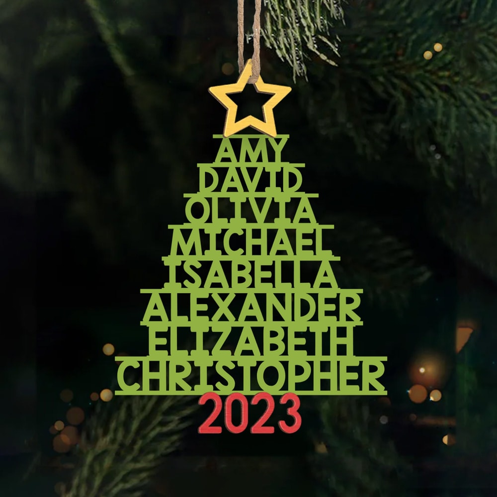 Christmas Tree Name - Family Name Tree Ornament, Family Name Christmas Tree Ornament, Custom Family Ornament, 2023 Christmas Ornament - 4.jpg