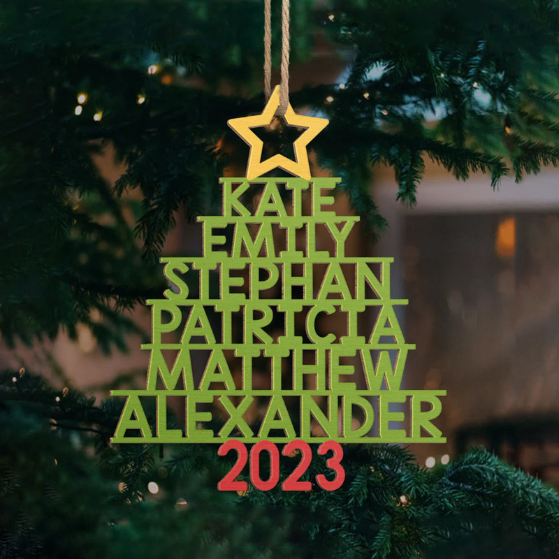 Christmas Tree Name, Custom Family Ornament, Family Name Christmas Tree Ornament, Family Name Tree Ornament, 2023 Christmas Ornament - 5.jpg