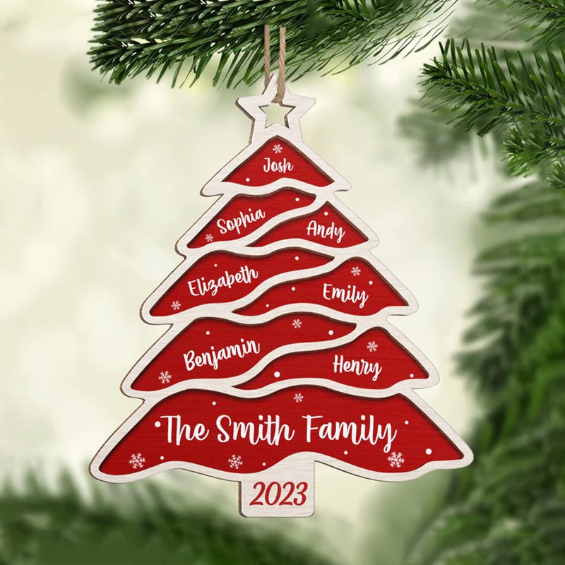 Christmas Tree Name - Family Name Tree Ornament, Family Name Christmas Tree Ornament, Custom Family Ornament, 2023 Christmas Ornament - 5.jpg