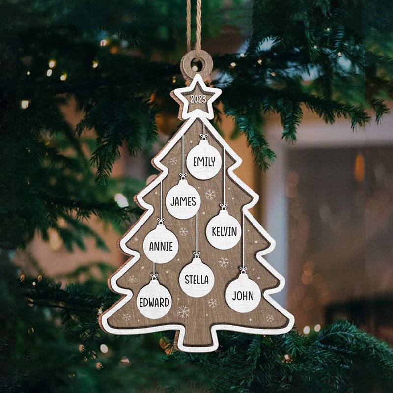 Christmas Tree Name - Family Name Tree Ornament, Family Name Christmas Tree Ornament, Custom Family Ornament, 2023 Christmas Ornament - 6.jpg