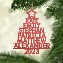 family name christmas tree ornament, family name tree ornament, custom family ornament