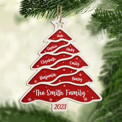 family name christmas tree ornament, custom family ornament, 2023 christmas ornament