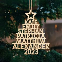 family name tree ornament, custom family ornament, family name christmas tree ornament