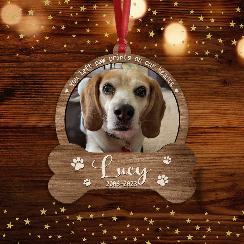 Personalized Dog Paw Ornament, Dog Memorial Gift, Loss of Pet, Pet Ornament, Christmas Keepsake, Dog Memorial Ornament, You Left Paw Prints - 1.jpg