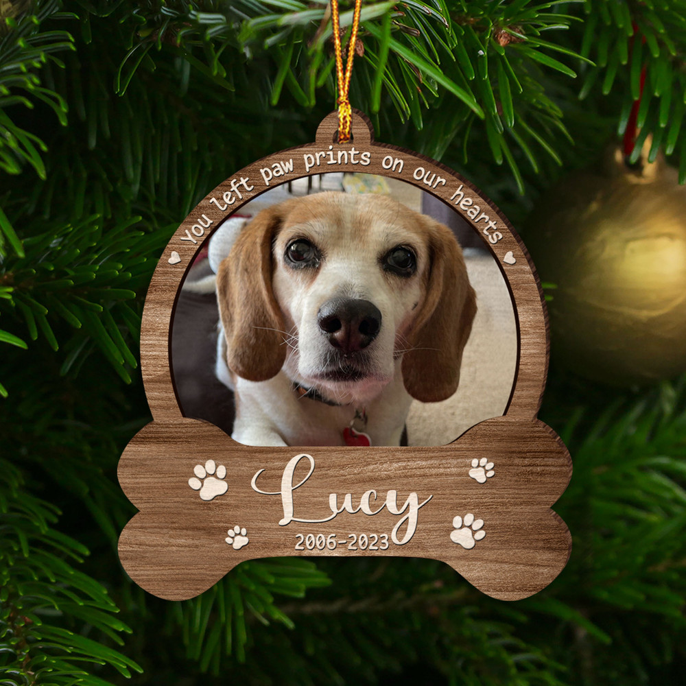Personalized Dog Paw Ornament, Dog Memorial Gift, Loss of Pet, Pet Ornament, Christmas Keepsake, Dog Memorial Ornament, You Left Paw Prints - 2.jpg