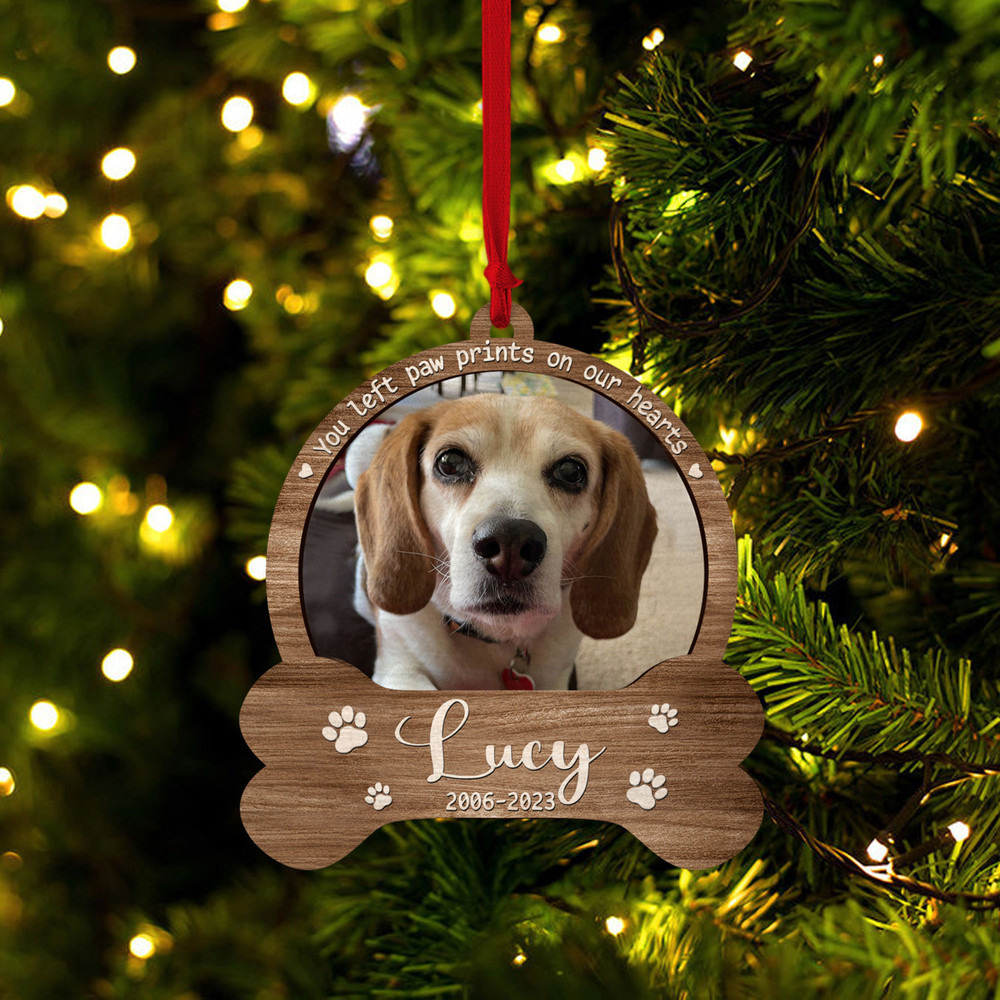 Personalized Dog Paw Ornament, Dog Memorial Gift, Loss of Pet, Pet Ornament, Christmas Keepsake, Dog Memorial Ornament, You Left Paw Prints - 3.jpg