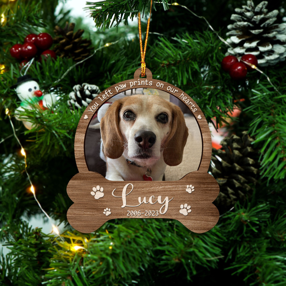 Personalized Dog Paw Ornament, Dog Memorial Gift, Loss of Pet, Pet Ornament, Christmas Keepsake, Dog Memorial Ornament, You Left Paw Prints - 4.jpg