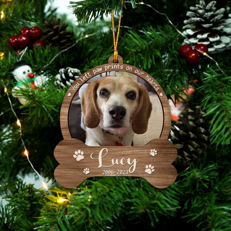 Personalized Dog Paw Ornament, Dog Memorial Gift, Loss of Pet, Pet Ornament, Christmas Keepsake, Dog Memorial Ornament, You Left Paw Prints - 4.jpg