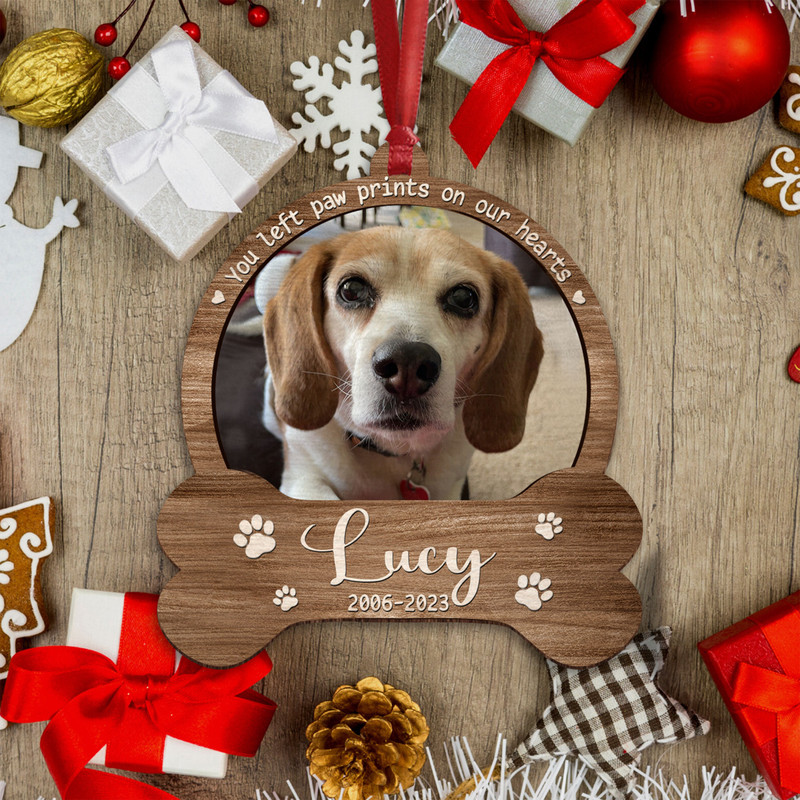 Personalized Dog Paw Ornament, Dog Memorial Gift, Loss of Pet, Pet Ornament, Christmas Keepsake, Dog Memorial Ornament, You Left Paw Prints - 5.jpg