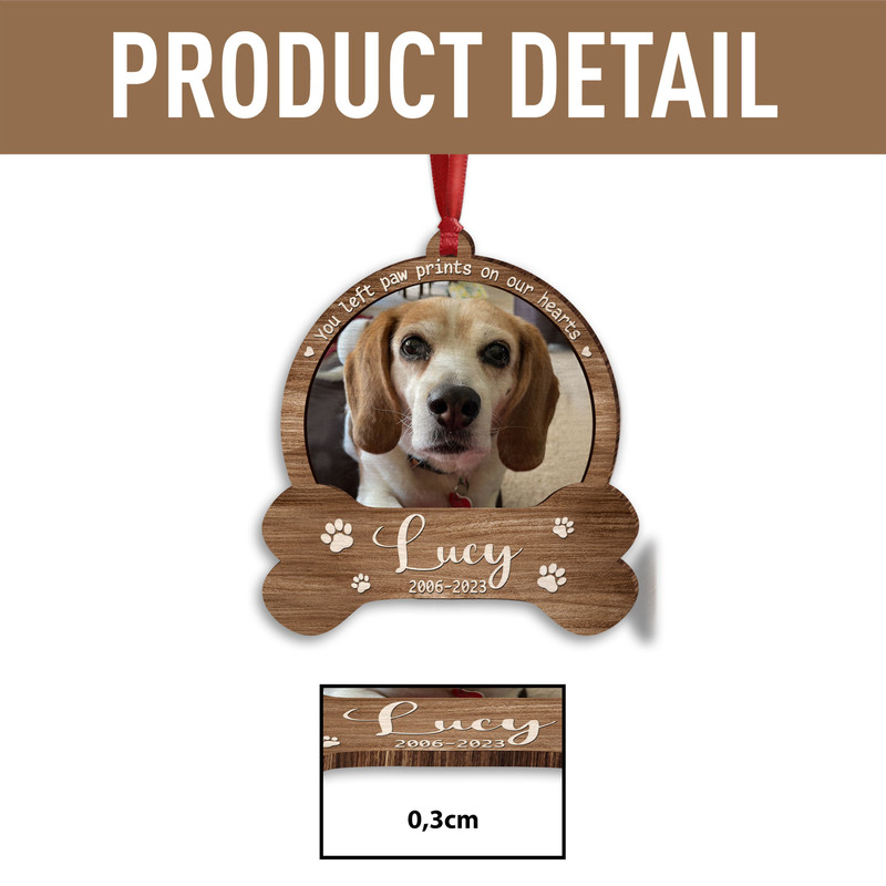 Personalized Dog Paw Ornament, Dog Memorial Gift, Loss of Pet, Pet Ornament, Christmas Keepsake, Dog Memorial Ornament, You Left Paw Prints - 6.jpg