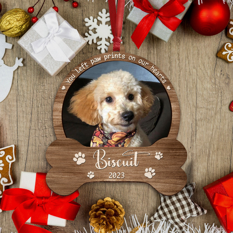 Personalized Dog Paw Ornament, Dog Memorial Ornament, Dog Memorial Gift, Loss of Pet, Pet Ornament, Christmas Keepsake, You Left Paw Prints - 4.jpg