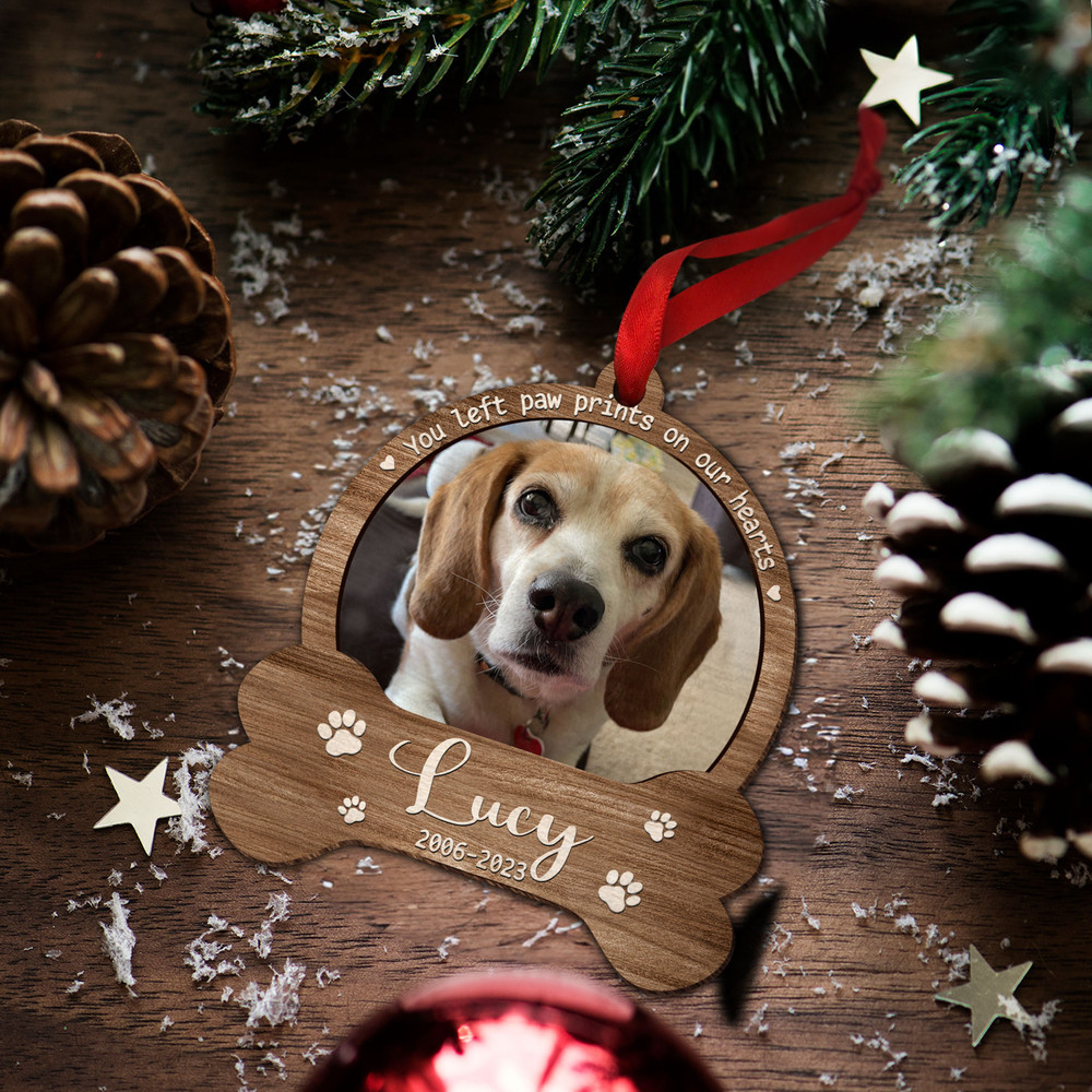 Personalized Dog Paw Ornament, Dog Memorial Gift, Loss of Pet, Pet Ornament, Christmas Keepsake, Dog Memorial Ornament, You Left Paw Prints - 7.jpg