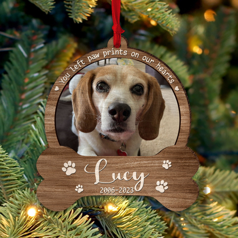Personalized Dog Paw Ornament, Dog Memorial Gift, Loss of Pet, Pet Ornament, Christmas Keepsake, Dog Memorial Ornament, You Left Paw Prints - 8.jpg