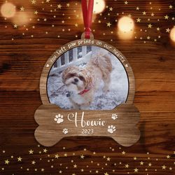 personalized pet ornament, you left paw prints, dog paw ornament