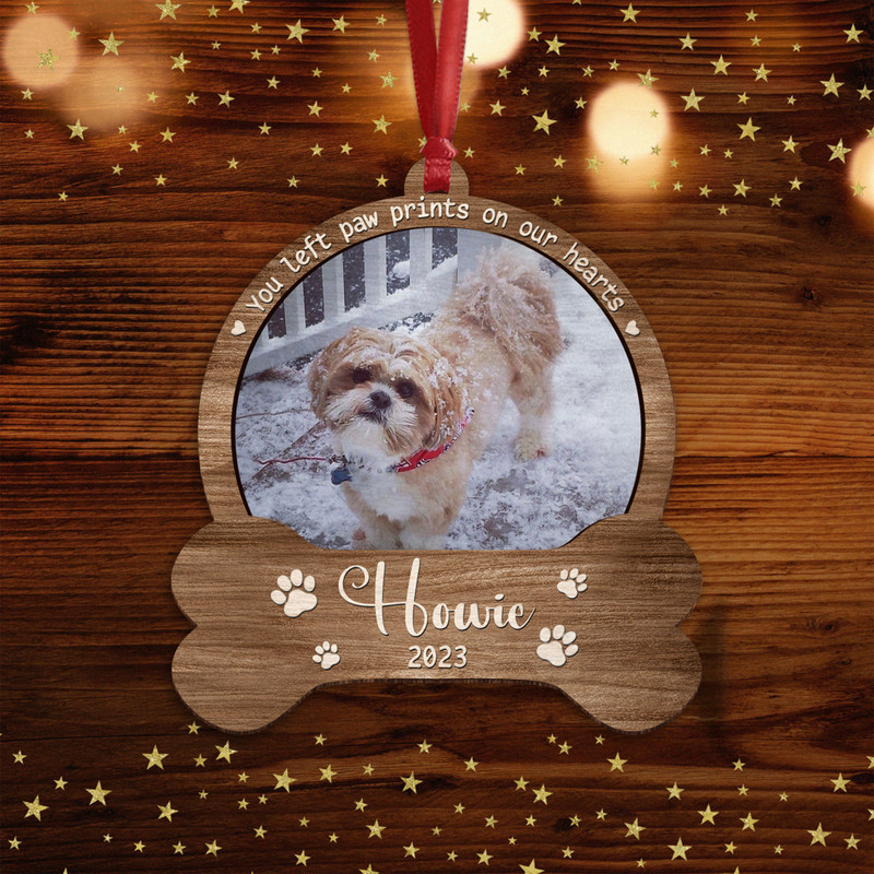 Personalized Pet Ornament, You Left Paw Prints, Dog Paw Ornament, Dog Memorial Ornament, Dog Memorial Gift, Loss of Pet, Christmas Keepsake - 1.jpg