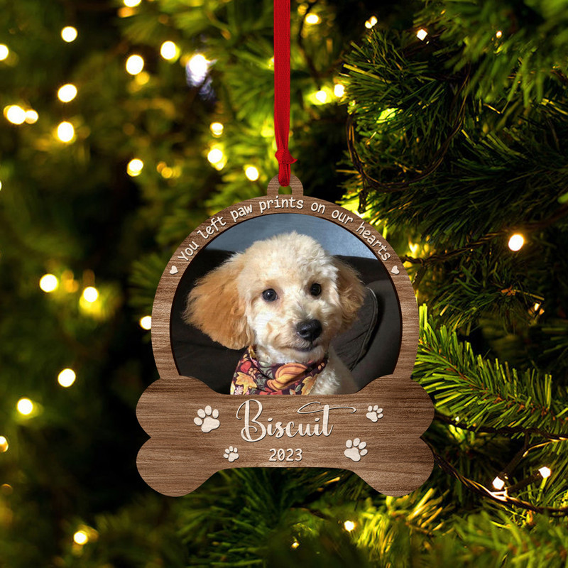 Personalized Dog Paw Ornament, Dog Memorial Ornament, Dog Memorial Gift, Loss of Pet, Pet Ornament, Christmas Keepsake, You Left Paw Prints - 7.jpg