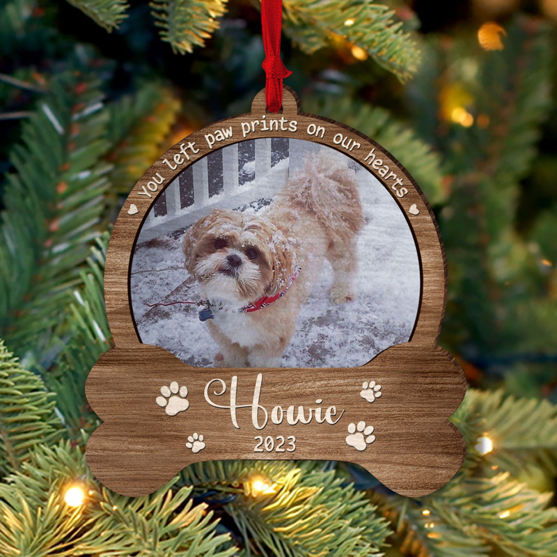 Personalized Pet Ornament, You Left Paw Prints, Dog Paw Ornament, Dog Memorial Ornament, Dog Memorial Gift, Loss of Pet, Christmas Keepsake - 2.jpg