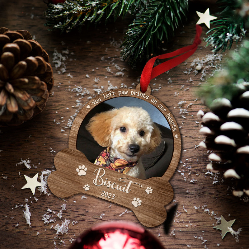 Personalized Dog Paw Ornament, Dog Memorial Ornament, Dog Memorial Gift, Loss of Pet, Pet Ornament, Christmas Keepsake, You Left Paw Prints - 8.jpg
