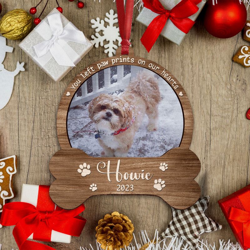 Personalized Pet Ornament, You Left Paw Prints, Dog Paw Ornament, Dog Memorial Ornament, Dog Memorial Gift, Loss of Pet, Christmas Keepsake - 3.jpg